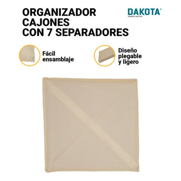 Organizador Cajón Ropa Interior Dakota Oc160  Plegable 7 Divisiones - Imagen 5