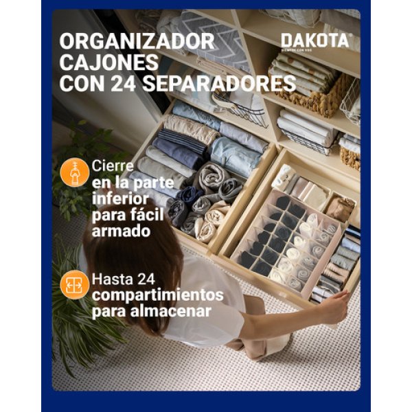Organizador De Cajón Ropa Interior Dakota Oc040 Plegable 24 Divisiones - Imagen 5