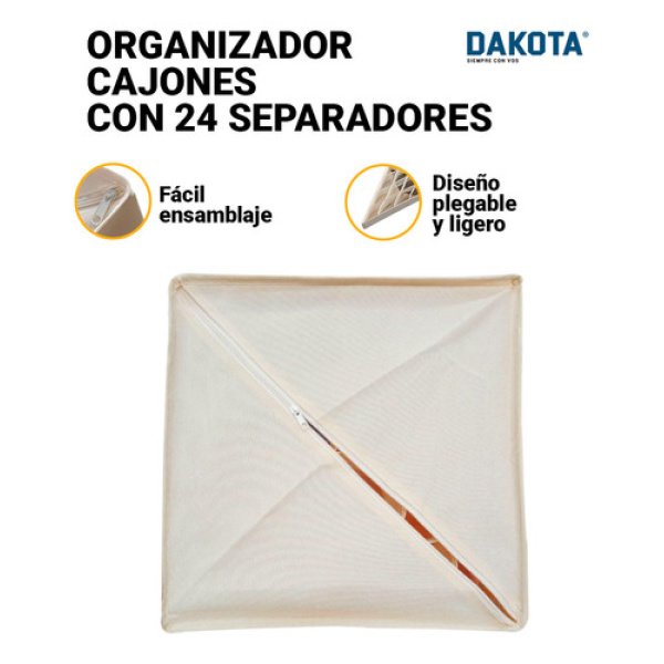 Organizador De Cajón Ropa Interior Dakota Oc040 Plegable 24 Divisiones - Imagen 4