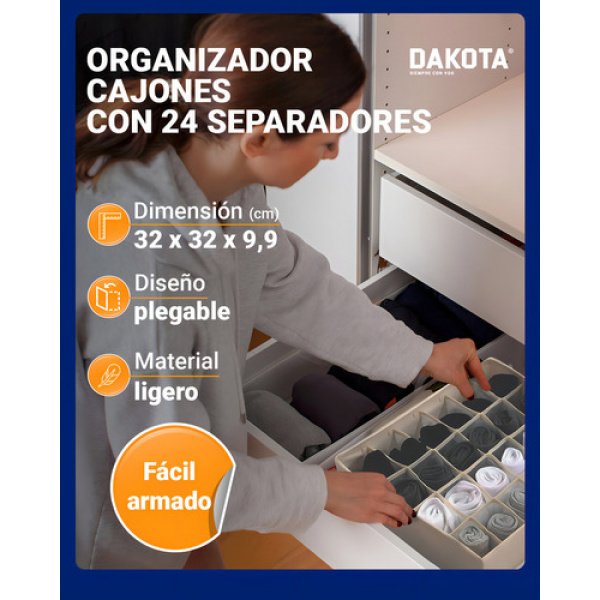 Organizador De Cajón Ropa Interior Dakota Oc040 Plegable 24 Divisiones - Imagen 2