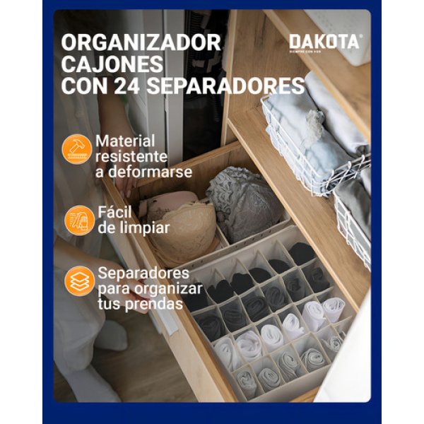 Organizador De Cajón Ropa Interior Dakota Oc040 Plegable 24 Divisiones - Imagen 6