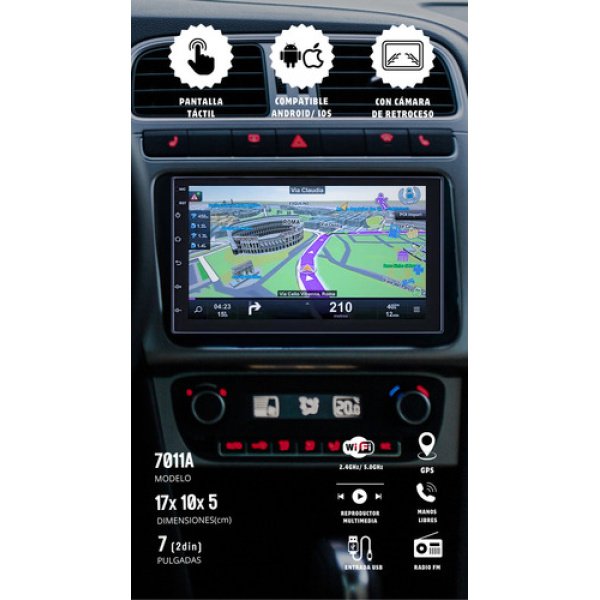 Stereo Pantalla Tactil Dakota Gps Android Bt Camara Volante - Imagen 2