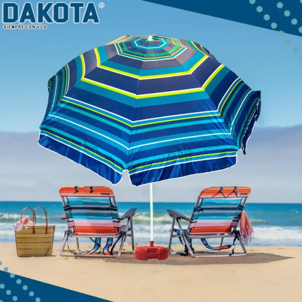 Parasol Sombrilla Articulada 260cm Dakota Playa Camping Color Azul Rayado - Imagen 3