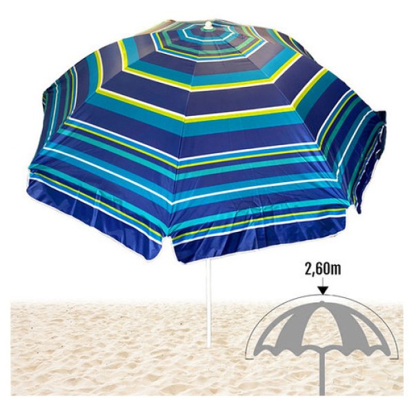 Parasol Sombrilla Articulada 260cm Dakota Playa Camping Color Azul Rayado - Imagen 6