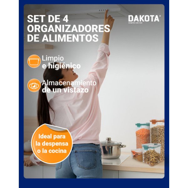Set X 4 Organizador Taper Hermetico Dakota Acrílico Apilable - Imagen 4