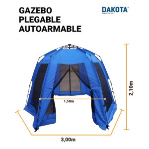 Carpa Gazebo Autoarmable Automático Dakota 300x300x190cm Color Azul