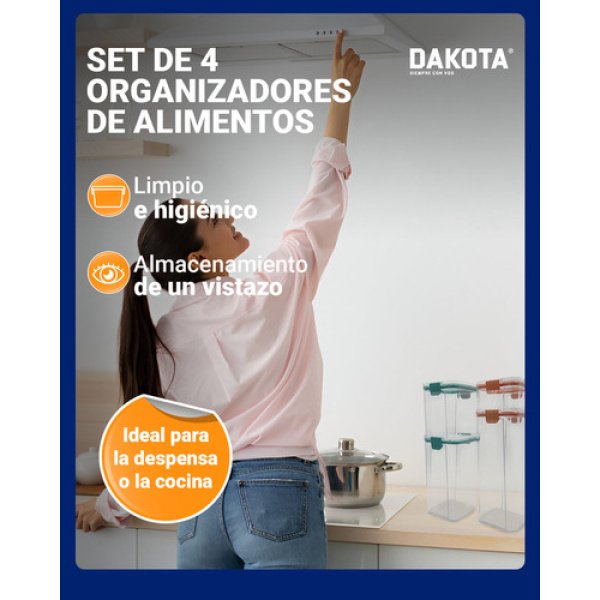 Set X 4 Organizador Taper Hermetico Dakota Acrílico Apilable - Imagen 7