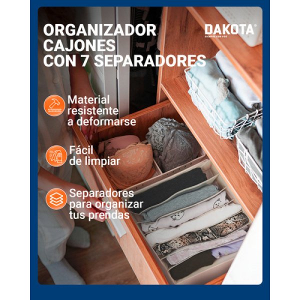 Organizador Cajón Ropa Interior Dakota Oc160  Plegable 7 Divisiones - Imagen 6