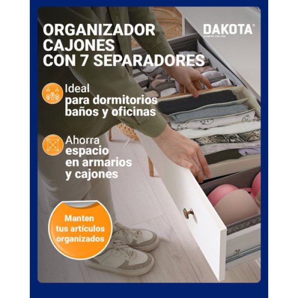 Organizador Cajón Ropa Interior Dakota Oc160  Plegable 7 Divisiones - Imagen 4