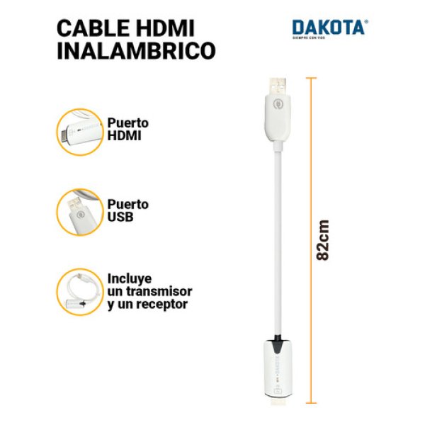 Extensor Hdmi 30 Mts Sin Cables Inalámbrico Usb Dakota Transmisión Full Hd 1080p - Imagen 2