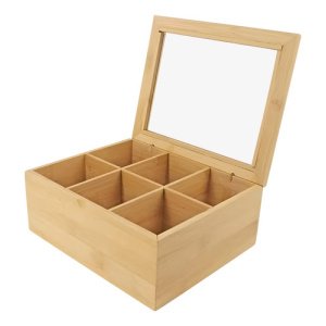 Caja De Té Dakota Madera 24x21,5cm Organizadora Porta Saquitos 6 Divisiones