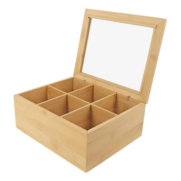 Caja De Té Dakota Madera 24x21,5cm Organizadora Porta Saquitos 6 Divisiones
