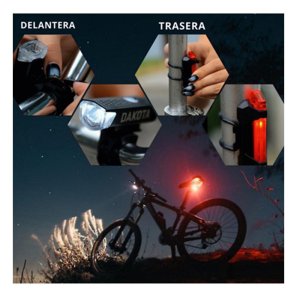 Kit Luces Usb Led Seguridad Bici Dakota 2218 Delantera Y Trasera + Color Negro - Imagen 9