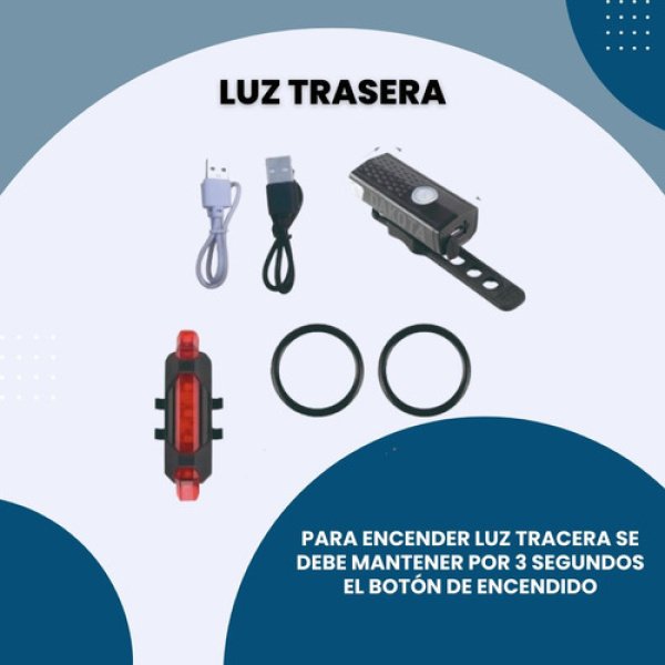 Kit Luces Usb Led Seguridad Bici Dakota 2218 Delantera Y Trasera + Color Negro - Imagen 3