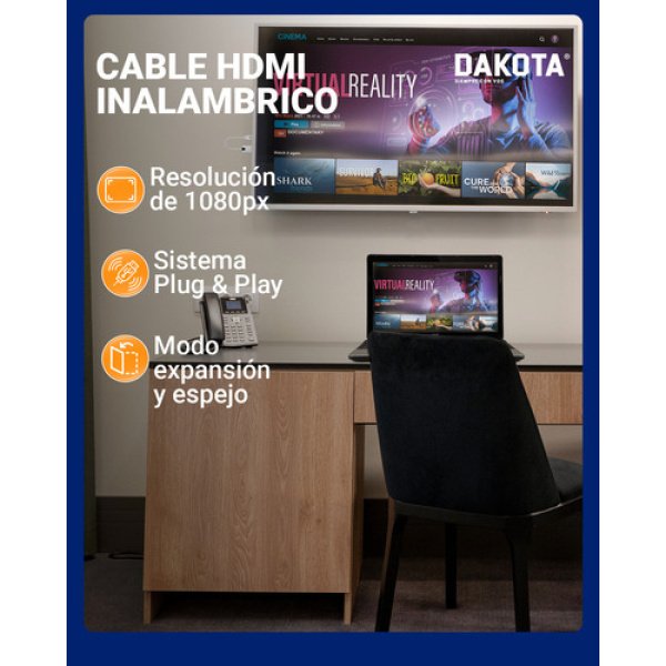 Extensor Hdmi 30 Mts Sin Cables Inalámbrico Usb Dakota Transmisión Full Hd 1080p - Imagen 8