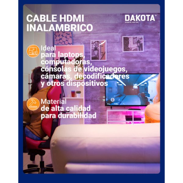 Extensor Hdmi 30 Mts Sin Cables Inalámbrico Usb Dakota Transmisión Full Hd 1080p - Imagen 6