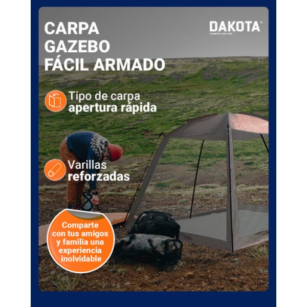 Carpa Gazebo Autoarmable Automático Dakota 300x300x190cm Color Beige - Imagen 5