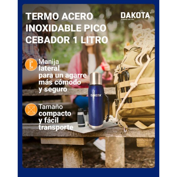 Termo Acero Inoxidable Pico Cebador Dakota 1 Litro Colores Color Azul - Imagen 7
