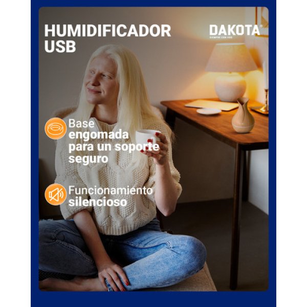 Humidificador Aire Vaporizador Dakota Aromaterapia Saludable Usb Con Luz Led - Imagen 4