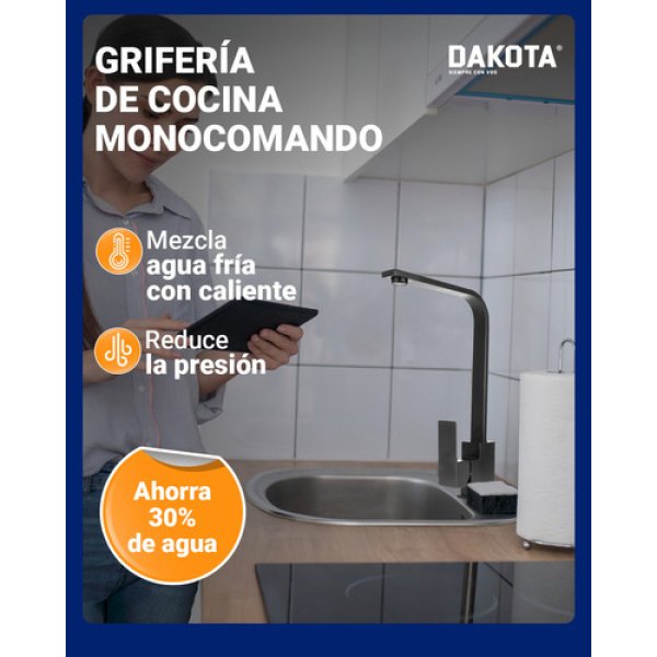 Grifería Cocina Mesada Monocomando Dakota Cuello Curvo Color Mate - Imagen 4