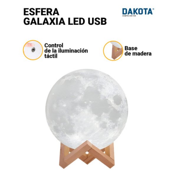 Lámpara Velador Luna Llena 3d Dakota Rgb 16 Tonalidades Blanco Frio - Imagen 2