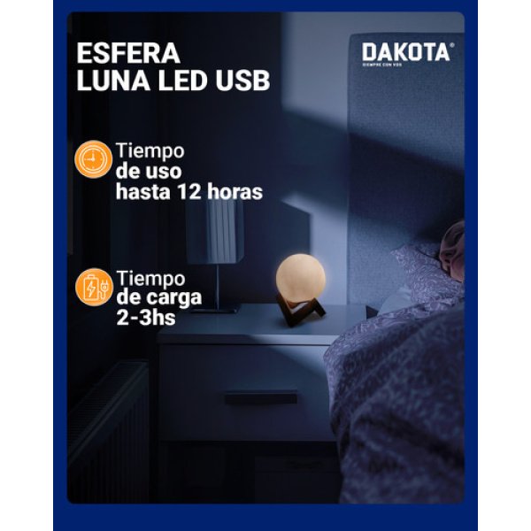 Lámpara Velador Luna Llena 3d Dakota Rgb 16 Tonalidades Blanco Frio - Imagen 3