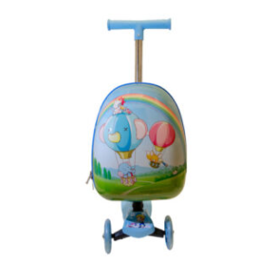 Monopatín Monobag Mb01 Patineta Mochila Rígida Valija Luces Diseño Globos Azul