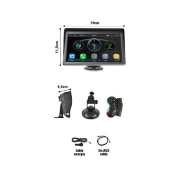 Stereo Tactil 12v Moto Auto Carplay Android Auto Dakota E602  7 Color Negro