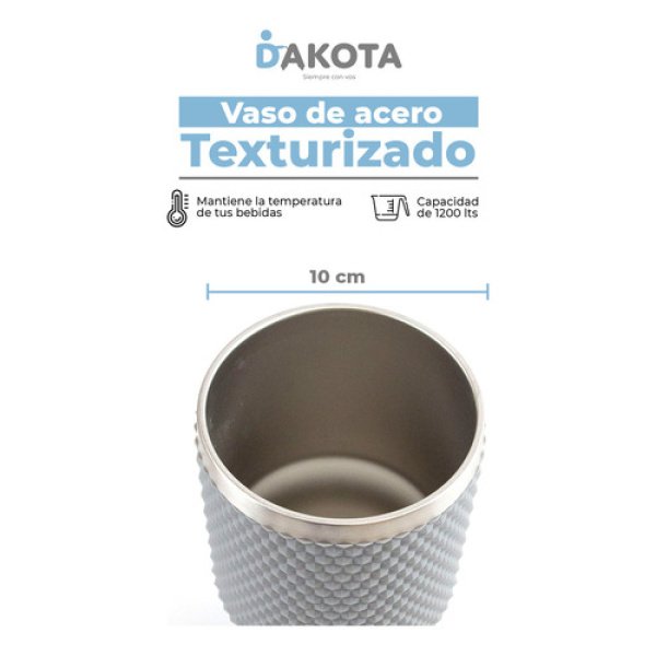 Vaso Térmico 800ml Acero Inoxidable Dakota Con Revestimiento De Goma Texturizado Con Tapa Color Gris Oscuro - Imagen 3