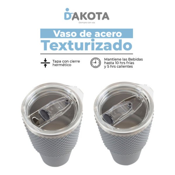 Vaso Térmico 800ml Acero Inoxidable Dakota Con Revestimiento De Goma Texturizado Con Tapa Color Gris Oscuro - Imagen 5