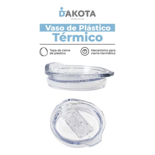 Vaso Térmico 400ml Dakota Acero + Plástico Con Tapa Frio Calor Color Blanco - Imagen 4