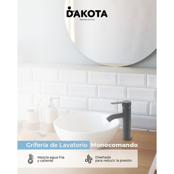 Grifería De Baño Vanitory Dakota Canilla Monocomando Baja  Color Negro - Imagen 3