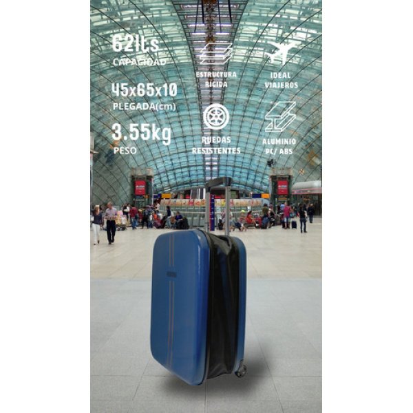 Valija Plegable 24 Monobag By Dakota Grande 62lts Ruedas Deluxe Color Azul - Imagen 3