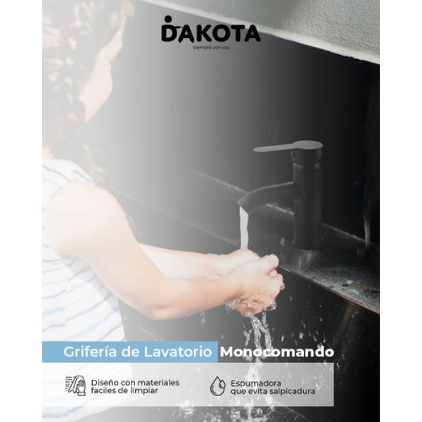 Grifería De Baño Vanitory Dakota Canilla Monocomando Baja  Color Negro - Imagen 5