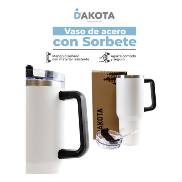 Vaso Térmico 1.2lt Dakota Acero Inoxidable Con Tapa Sorbete Color Blanco - Imagen 5