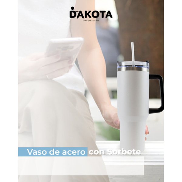 Vaso Térmico 1.2lt Dakota Acero Inoxidable Con Tapa Sorbete Color Blanco - Imagen 6