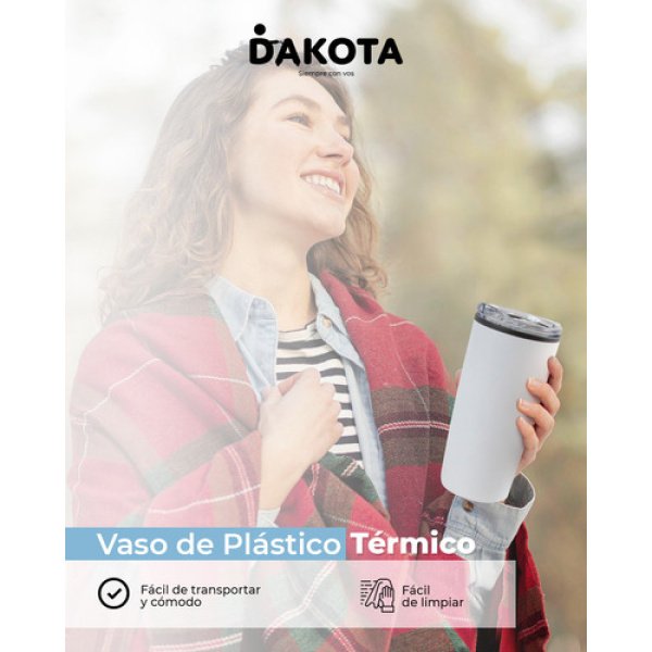 Vaso Térmico 400ml Dakota Acero + Plástico Con Tapa Frio Calor Color Blanco - Imagen 6