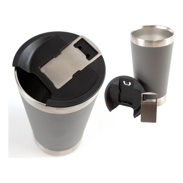 Vaso Térmico Cervecero 500ml  Acero Inoxidable Con Tapa Y Destapador - Imagen 4