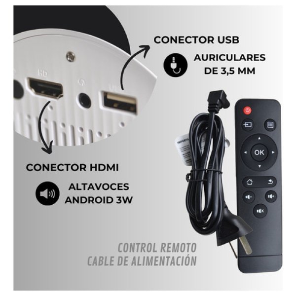 Mini Proyector Led Wifi Mirrorlink Dakota Plw150 De 9500 Lm Android Smart Tv Hd Color Blanco - Imagen 5