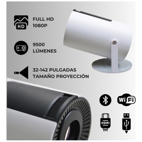 Mini Proyector Led Wifi Mirrorlink Dakota Plw150 De 9500 Lm Android Smart Tv Hd Color Blanco - Imagen 2