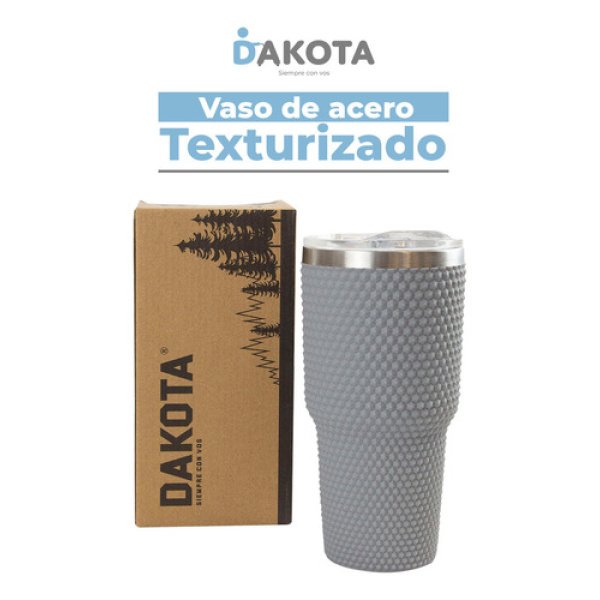 Vaso Térmico 800ml Acero Inoxidable Dakota Con Revestimiento De Goma Texturizado Con Tapa Color Gris Oscuro - Imagen 7