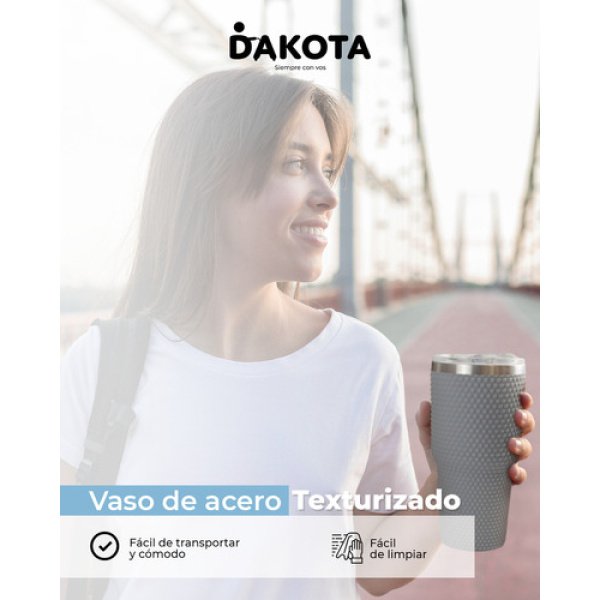 Vaso Térmico 800ml Acero Inoxidable Dakota Con Revestimiento De Goma Texturizado Con Tapa Color Gris Oscuro - Imagen 6