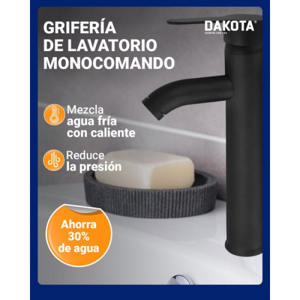 Grifería De Baño Dakota Canilla Monocomando Alta Color Negro - Imagen 4