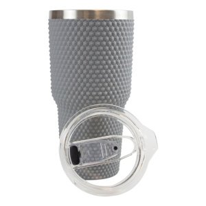 Vaso Térmico 800ml Acero Inoxidable Dakota Con Revestimiento De Goma Texturizado Con Tapa Color Gris Oscuro