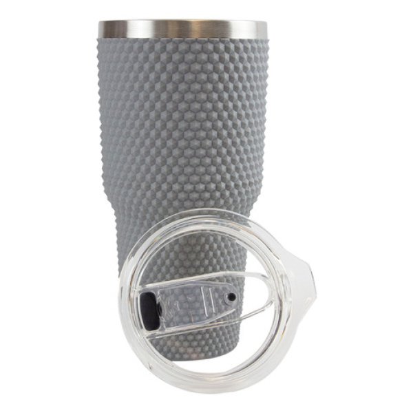 Vaso Térmico 800ml Acero Inoxidable Dakota Con Revestimiento De Goma Texturizado Con Tapa Color Gris Oscuro