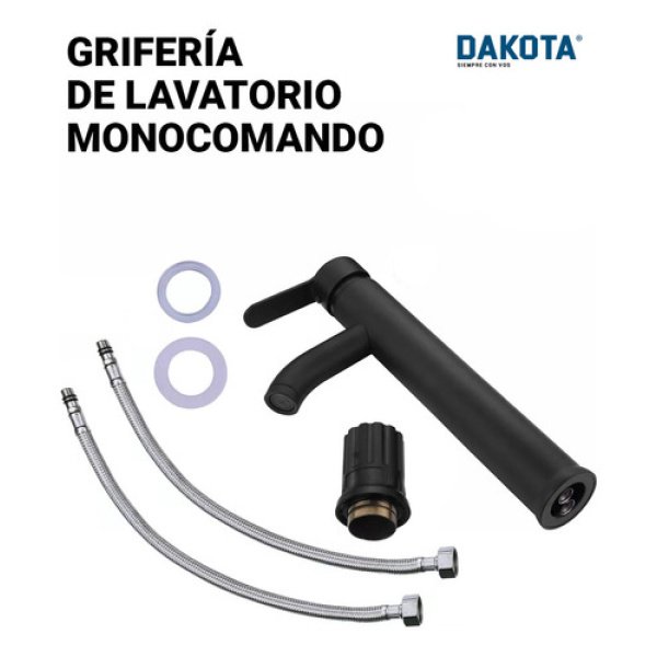 Grifería De Baño Dakota Canilla Monocomando Alta Color Negro - Imagen 5