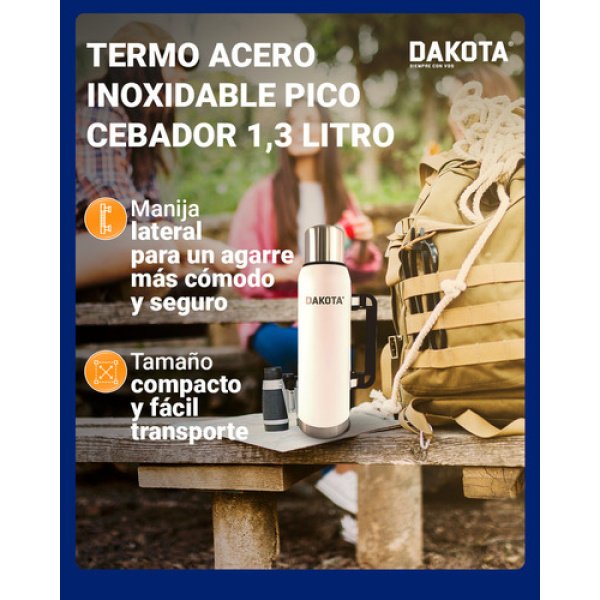 Termo Acero Inoxidable Pico Cebador Dakota 1.3l Color Blanco - Imagen 7