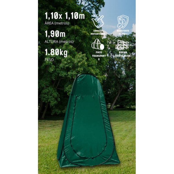 Carpa Baño Vestidor Autoarmable Playa Dakota 110x110x190cm Color Verde - Imagen 6