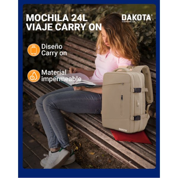 Mochila Viaje Carry On 24l Monobag Outdoor Modelo Mg Color Marrón Claro Lisa 24 L - Imagen 7
