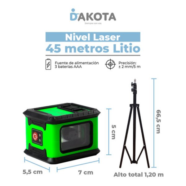 Nivel Laser Dakota Nlv35 45 Mts Con Trípode - Imagen 2